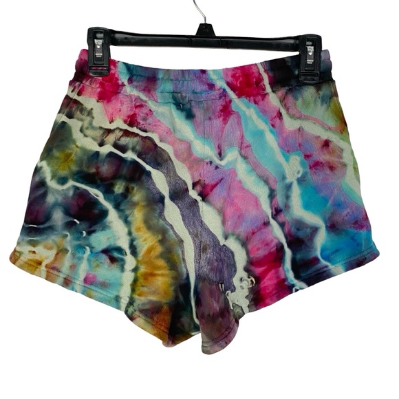 Tularosa Tie Dye Shorts Womens Small Organic Cotton Pockets Upcycled Pink Blue - Picture 4 of 10